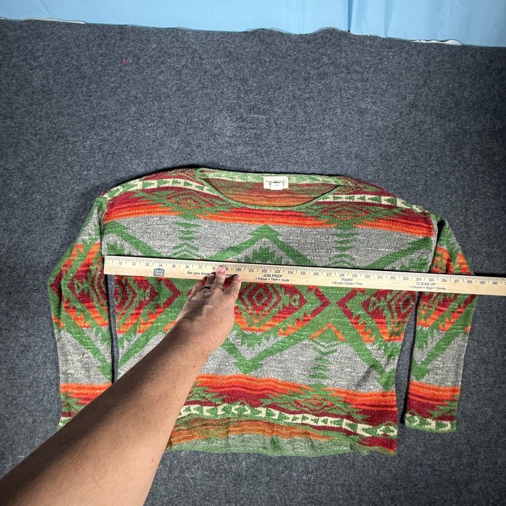 Denim & Supply Ralph Lauren Southwestern Cotton Knit Sweater Green Orange Medium - Picture 8 of 9